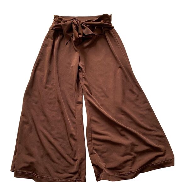 Mini Diva Brown Stretchy Jersey Knit Gaucho Pants Size 6X - Picture 1 of 3